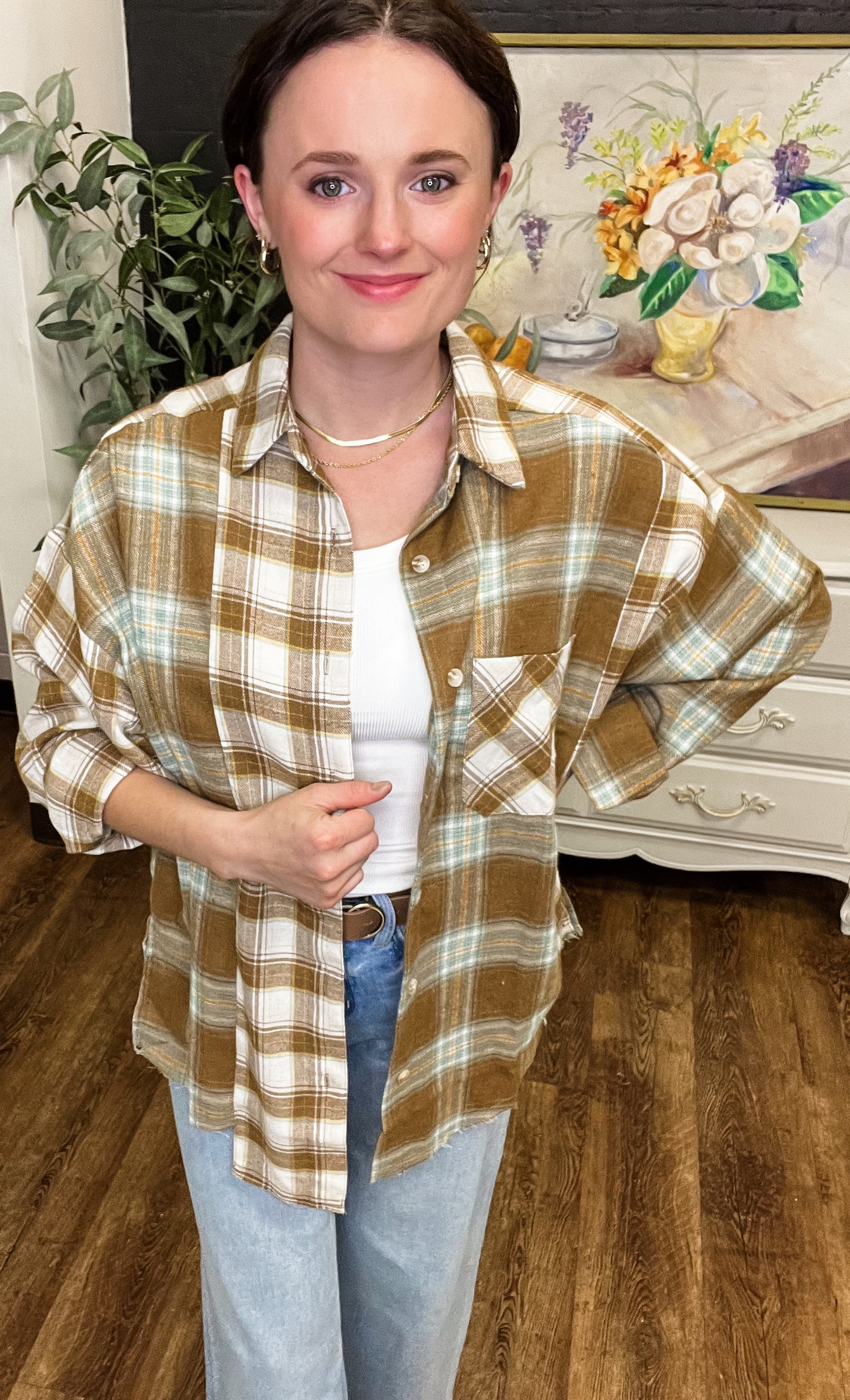 Noelle Mixed Plaid Shirt (Small to Large)