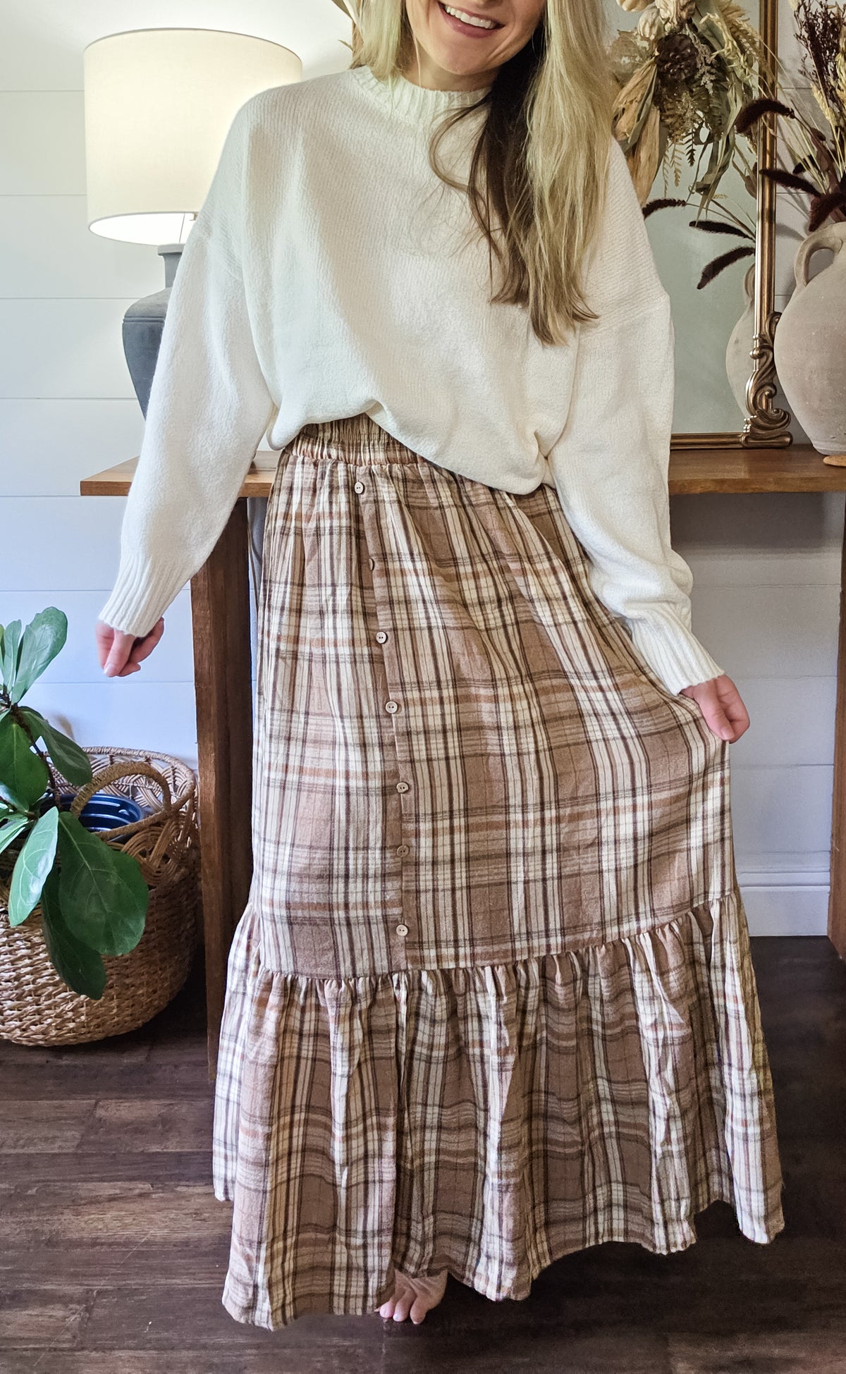 Stars Hallow Plaid Button Skirt in Mulitple Colors (Small to Large)