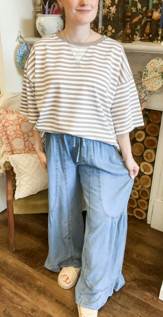 Deep Calls to Deep Denim Wide Leg Pants