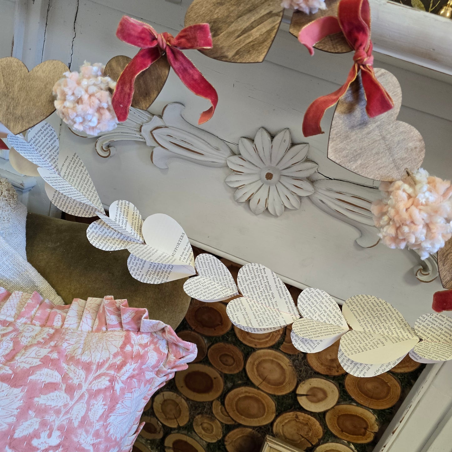 Handmade Book Page Heart Garland