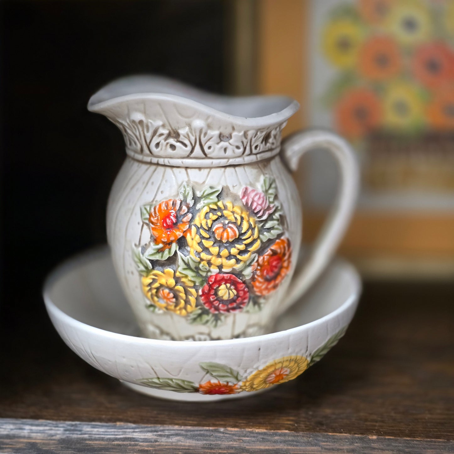 Vintage Lefton Small Pitcher with Bowl