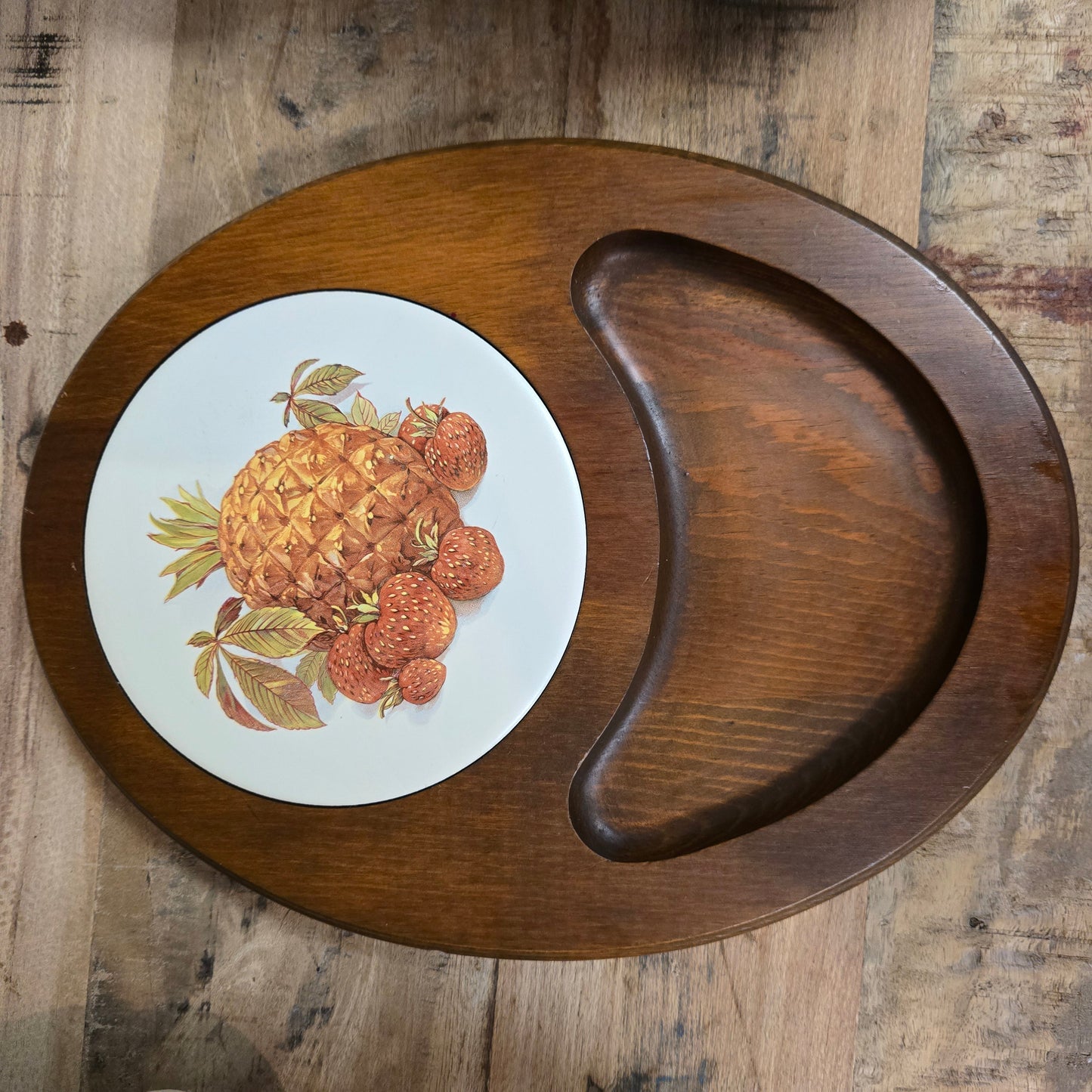 Vintage Cheese Board with Pineapple and Strawberries