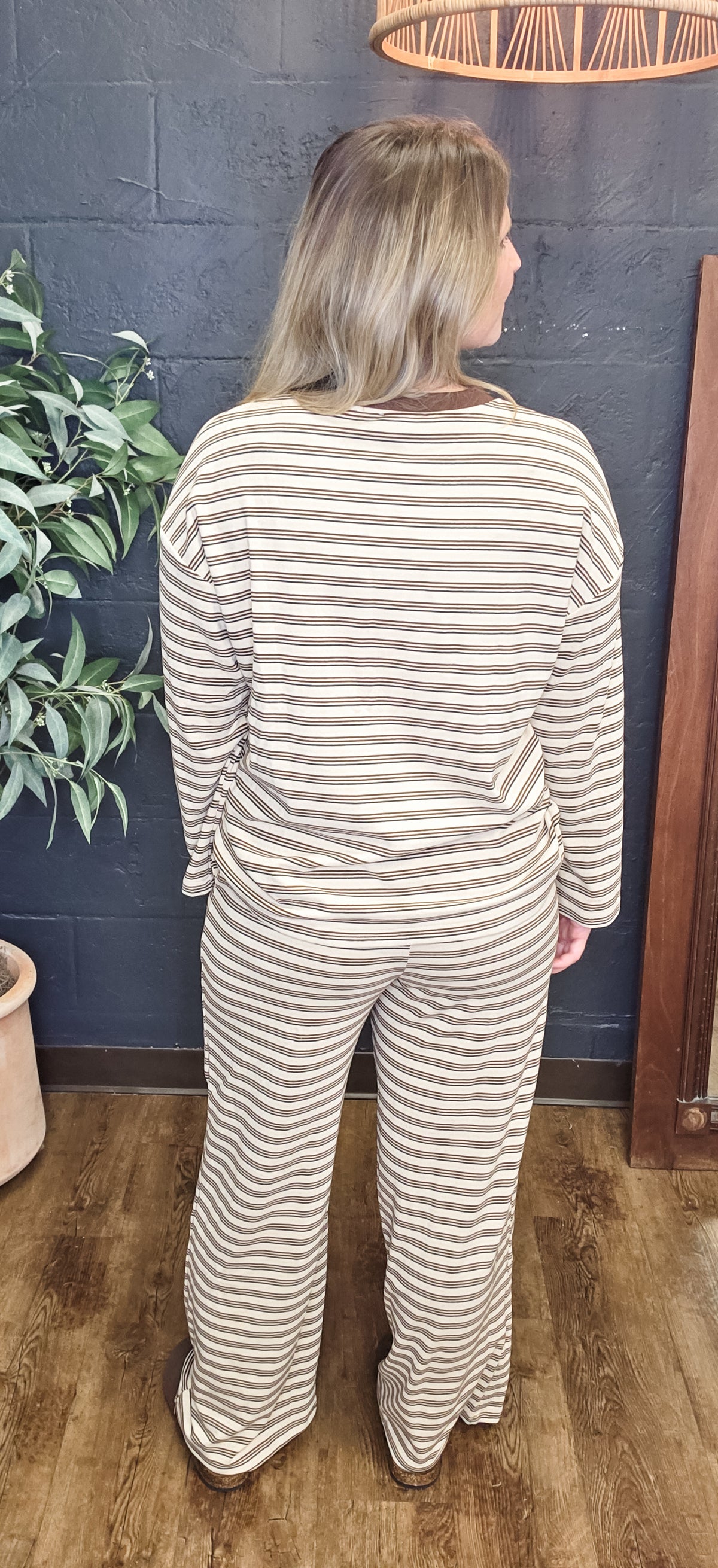 By His Stripes Jersey Tee + Drawstring Waist Pant Set (Small to XL)