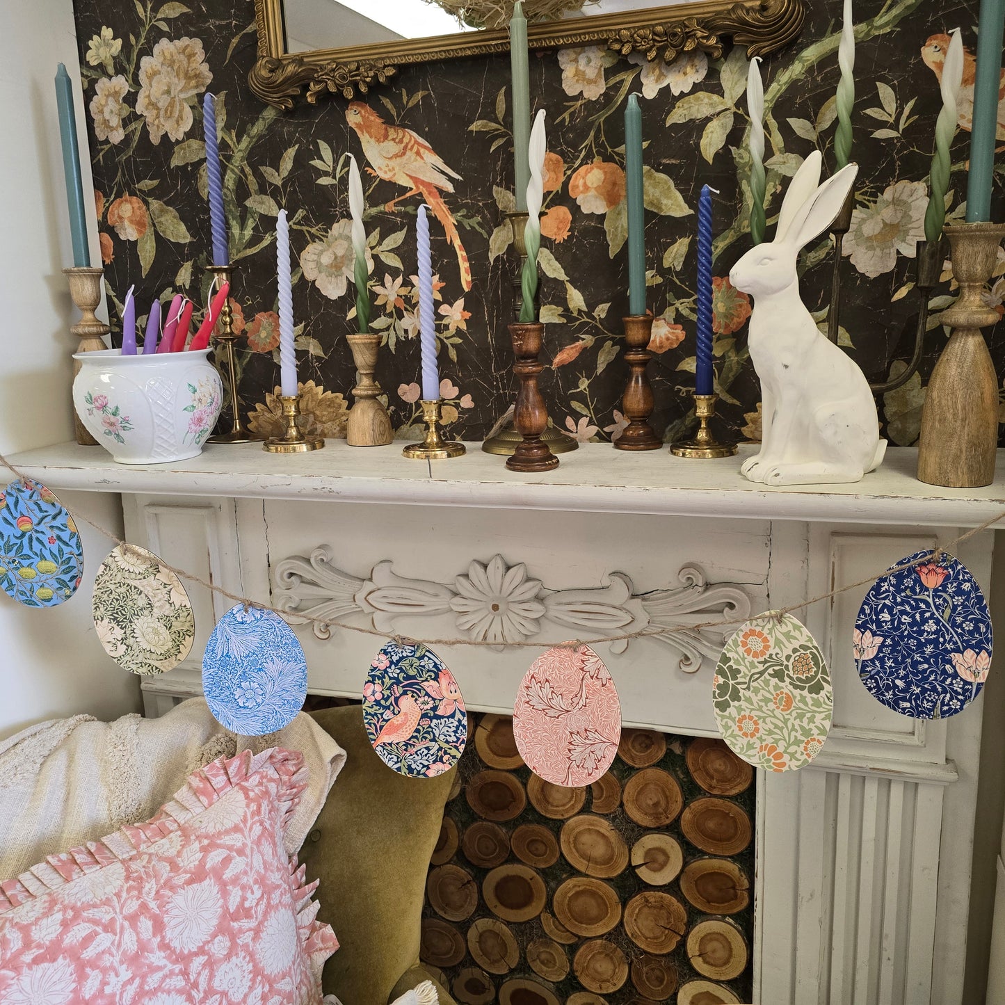 Hand Made Egg Garland William Morris Print Decoupage
