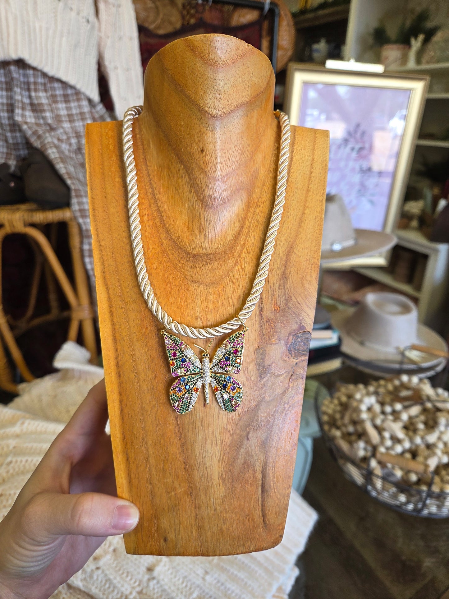 Butterfly Corded Necklace by Jennifer Thames Originals