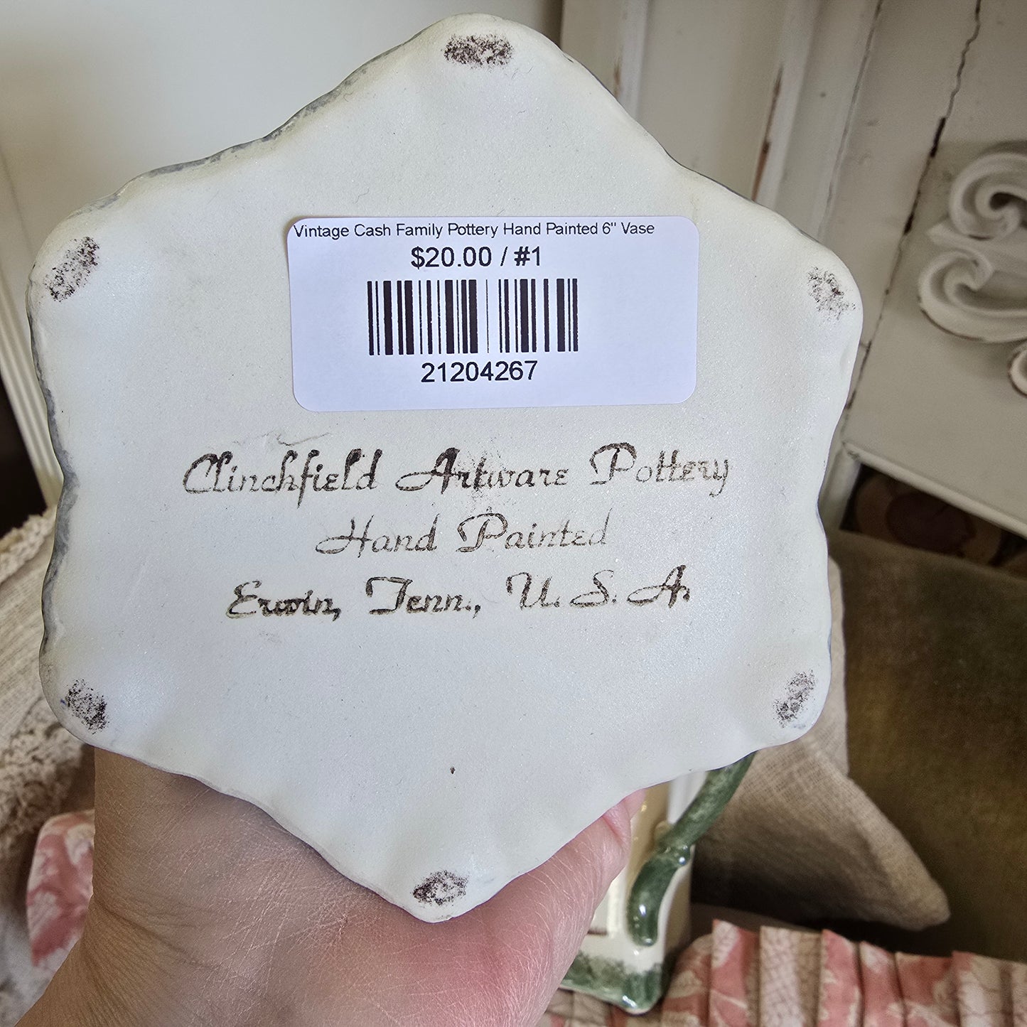 Vintage Cash Family Pottery Hand Painted 6" Vase