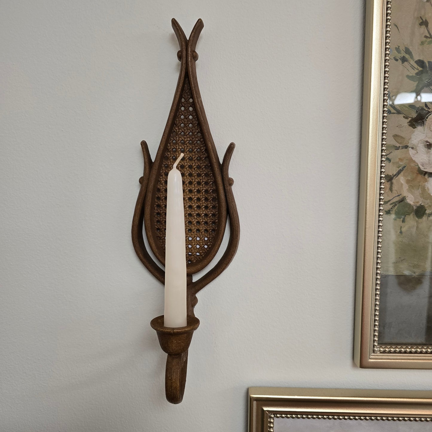 Vintage Rattan Style Plastic Sconce