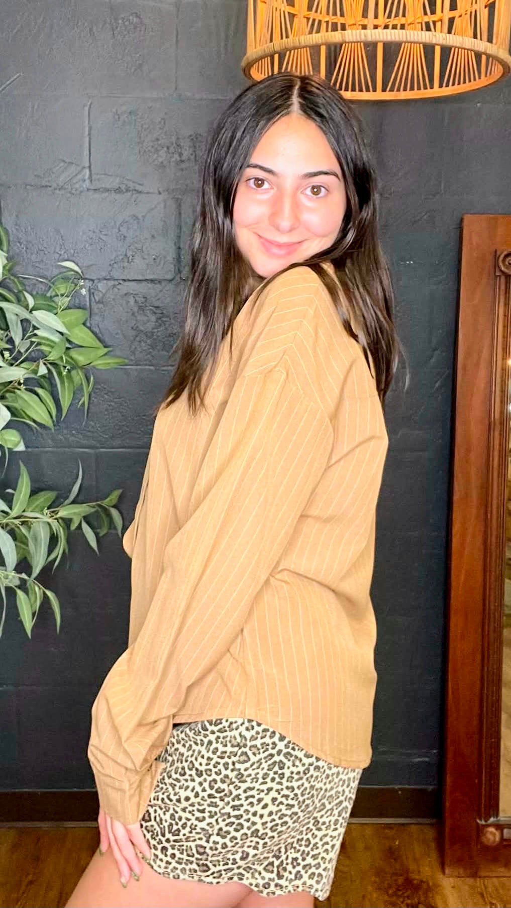 Asbury Avenue Striped Button Down Dress Blouse (Small to Large)