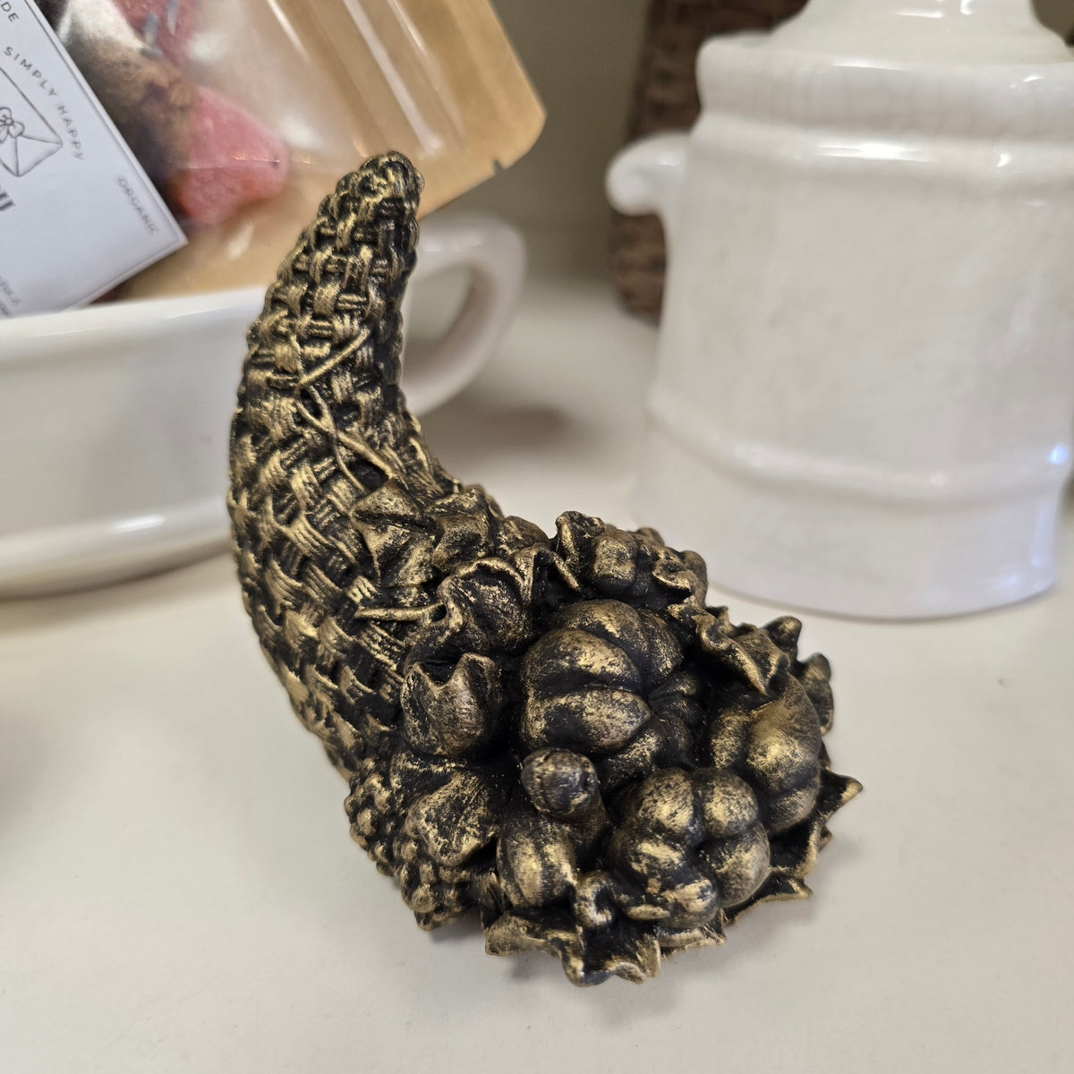 Hand Painted Gold Gilded Cornucopia