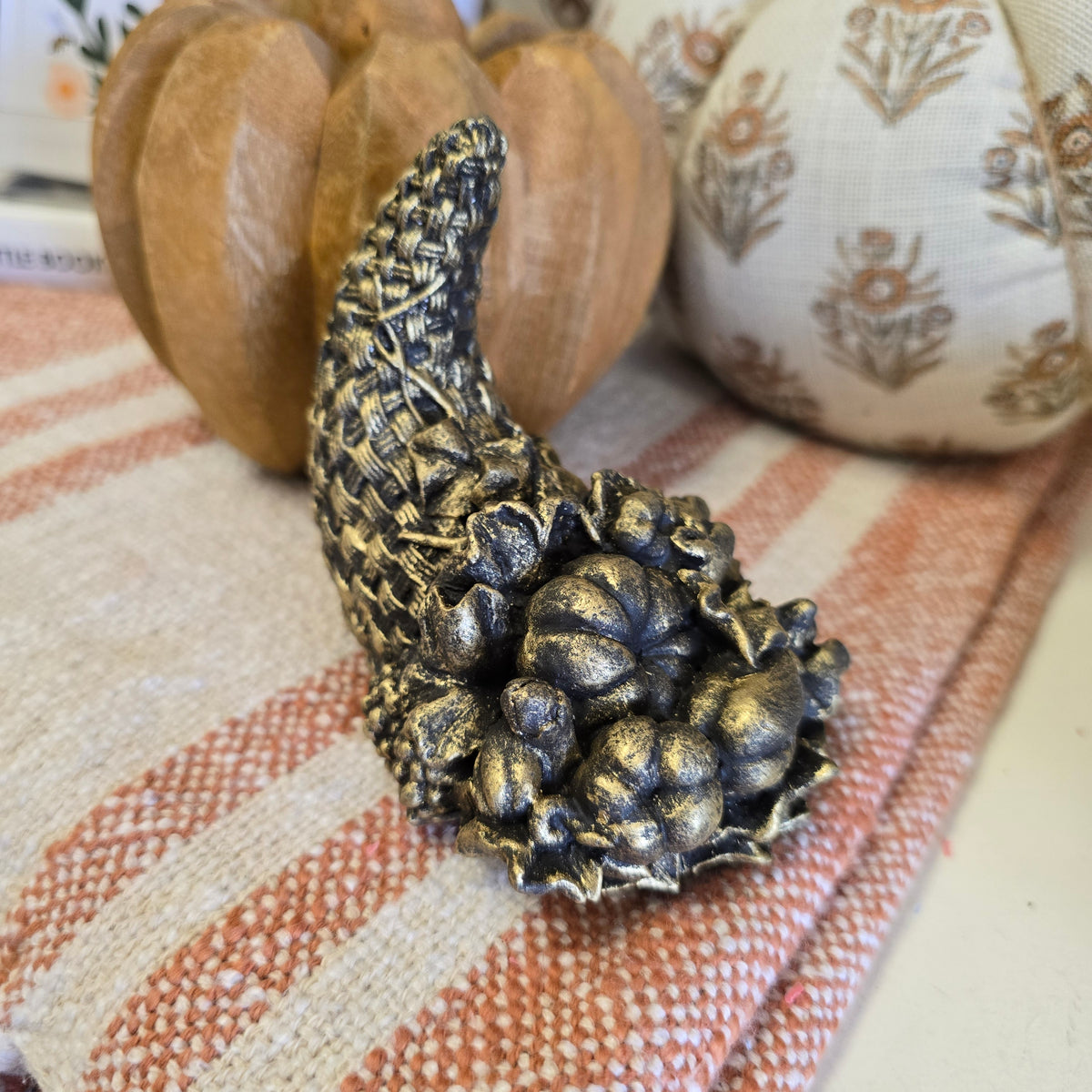 Hand Painted Gold Gilded Cornucopia