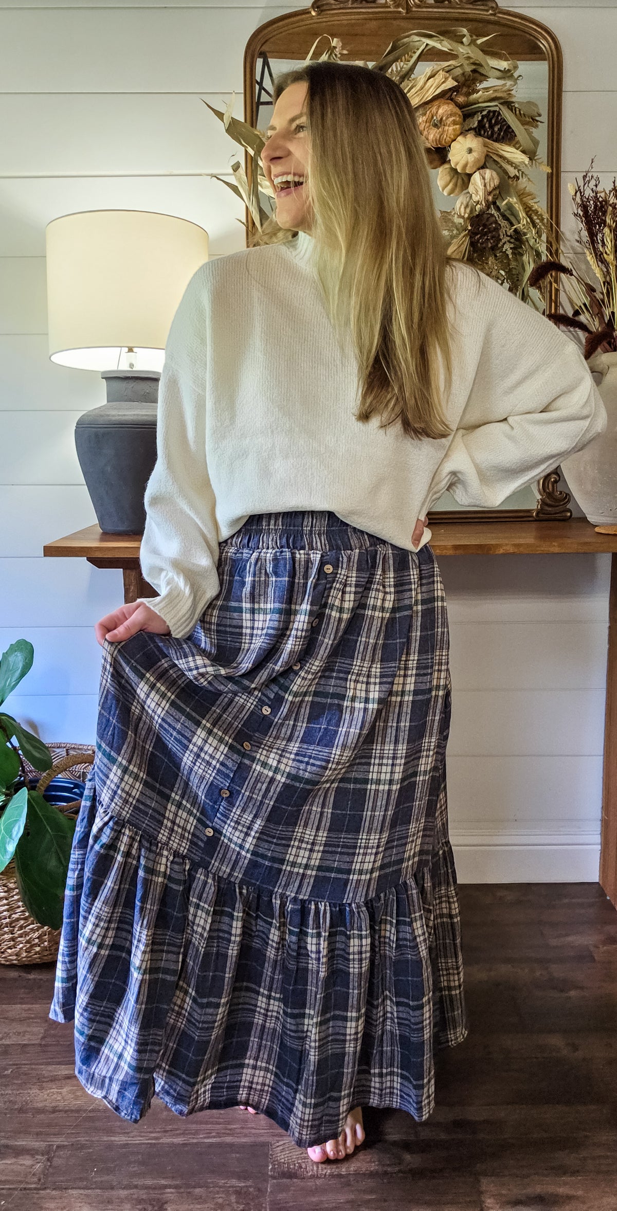 Stars Hallow Plaid Button Skirt in Mulitple Colors (Small to Large)