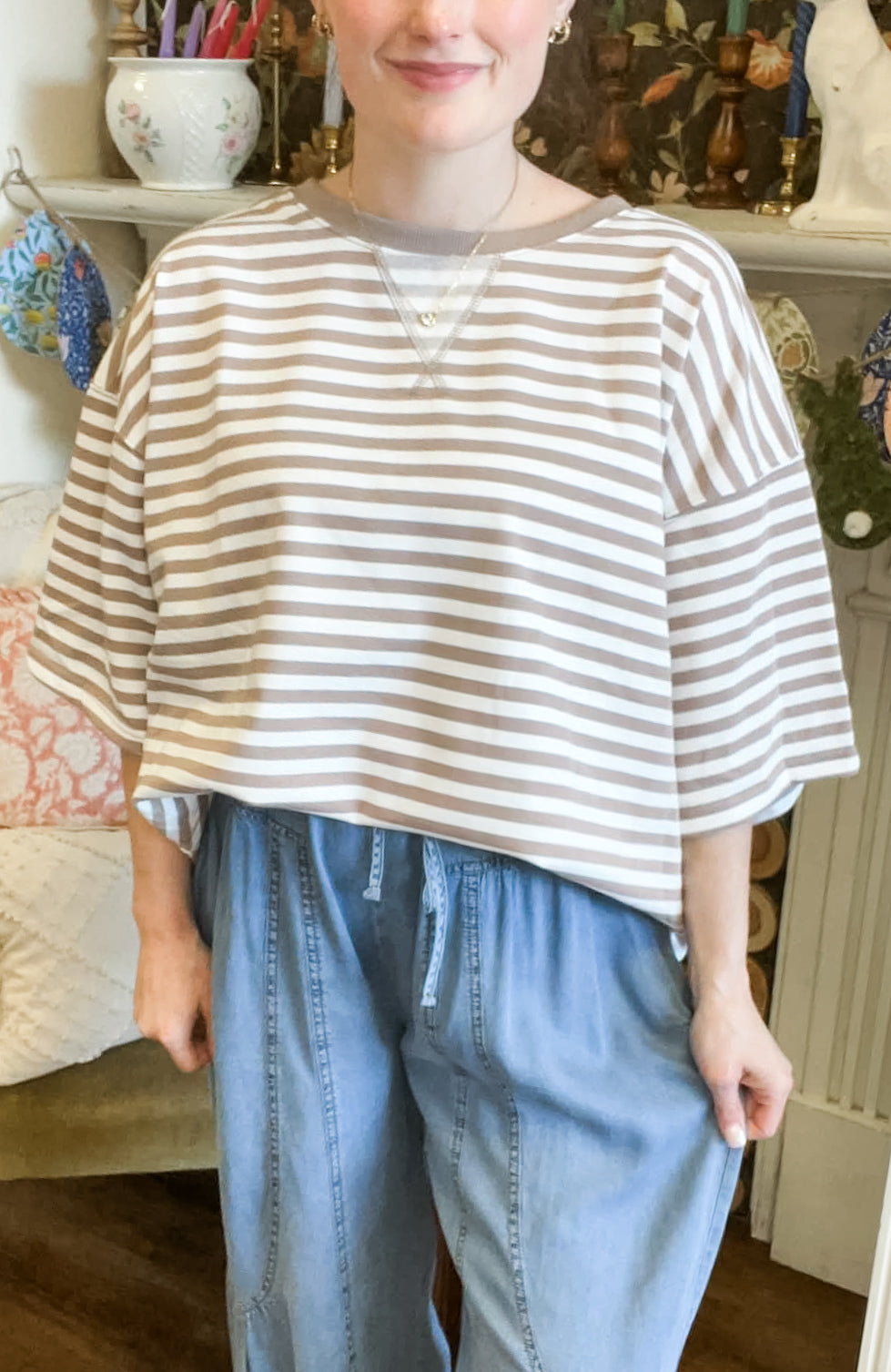 Narrow Way Striped Short Sleeve Top