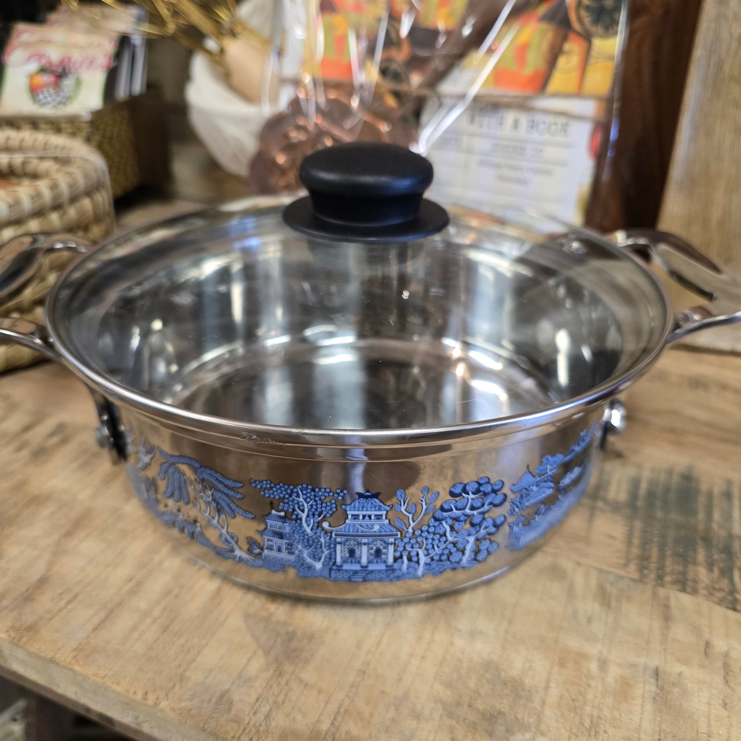 Vintage Blue Willow Stainless Steel Cookware by Cuisine