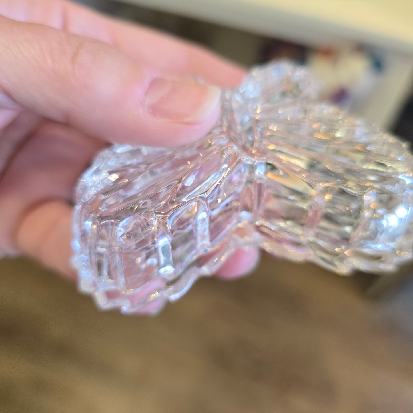 Vintage Crystal Glass Butterfly Trinket Dish