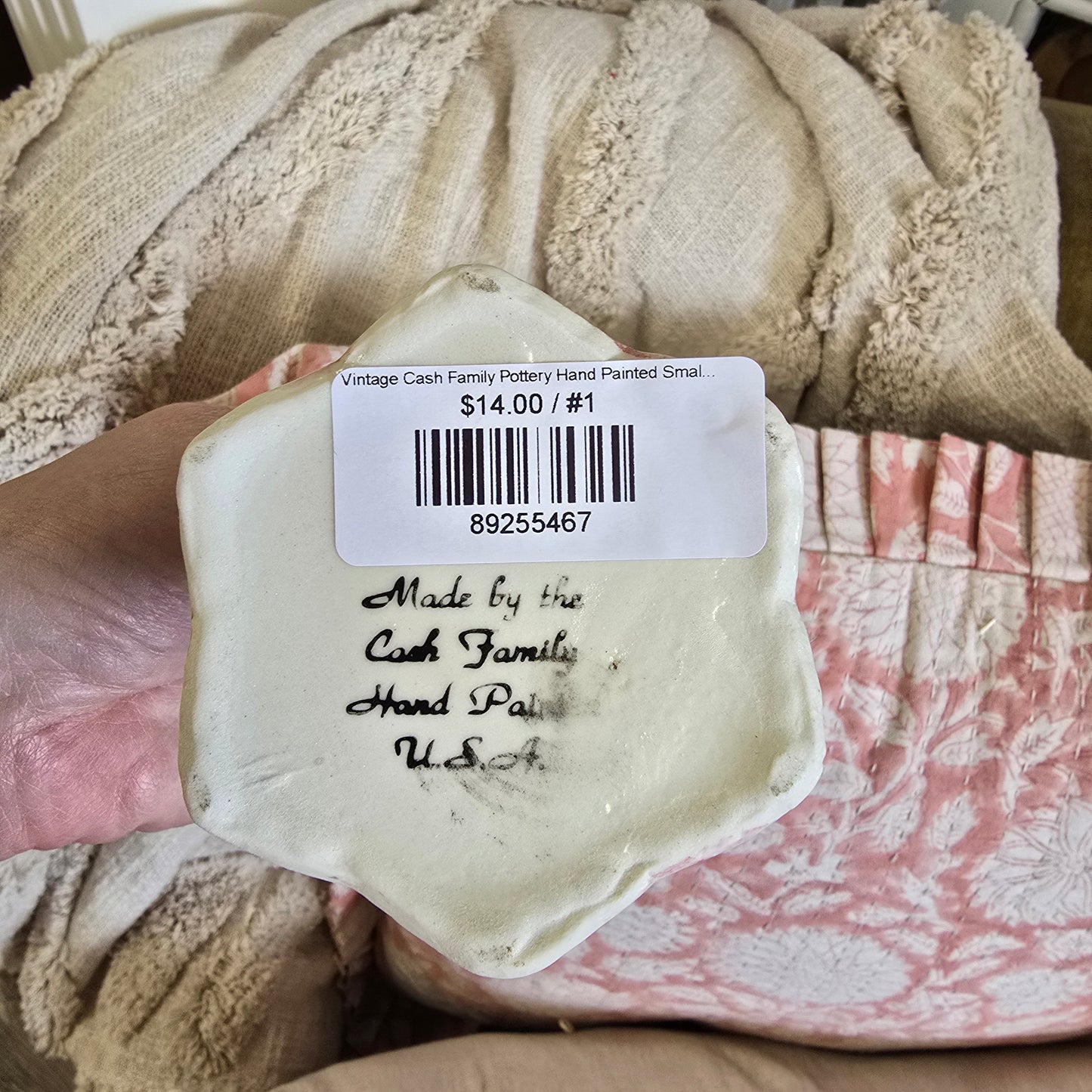 Vintage Cash Family Pottery Hand Painted Small Vase