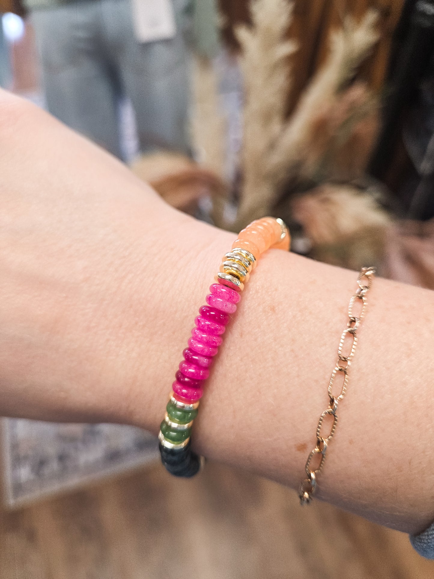 Colorful Beaded Semi Precious Stone Bracelet by Jennifer Thames Orignals