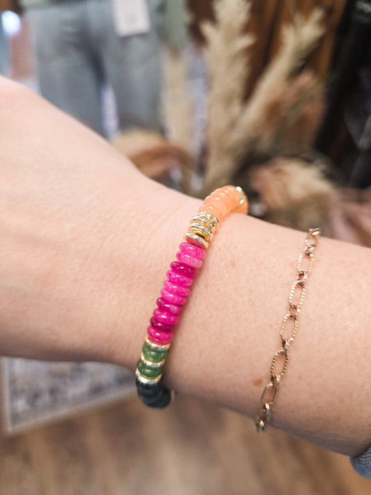 Colorful Beaded Semi Precious Stone Bracelet by Jennifer Thames Orignals
