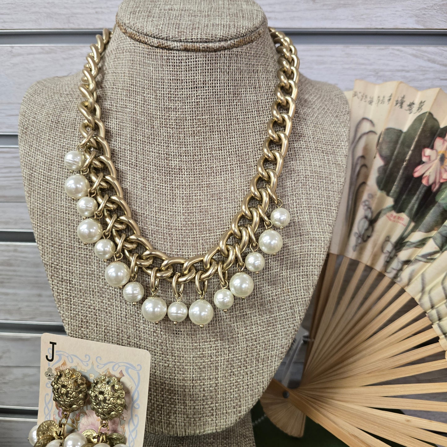 Vintage Chicos Pearl Gold Chain Necklace
