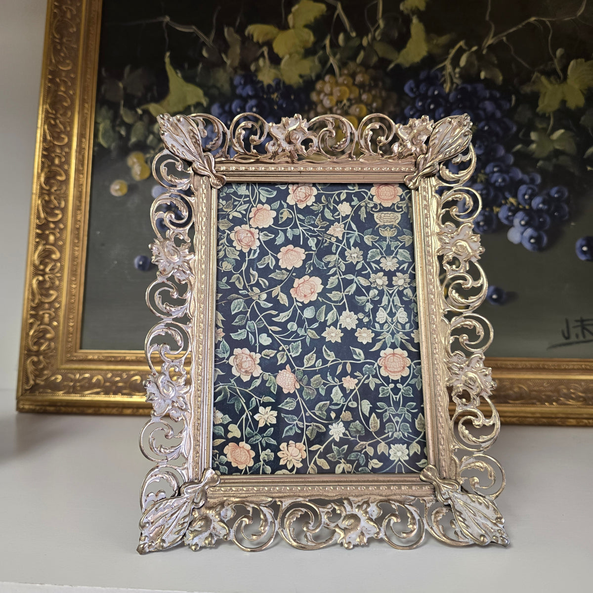 Vintage Metal Filigree 5x7 Frame