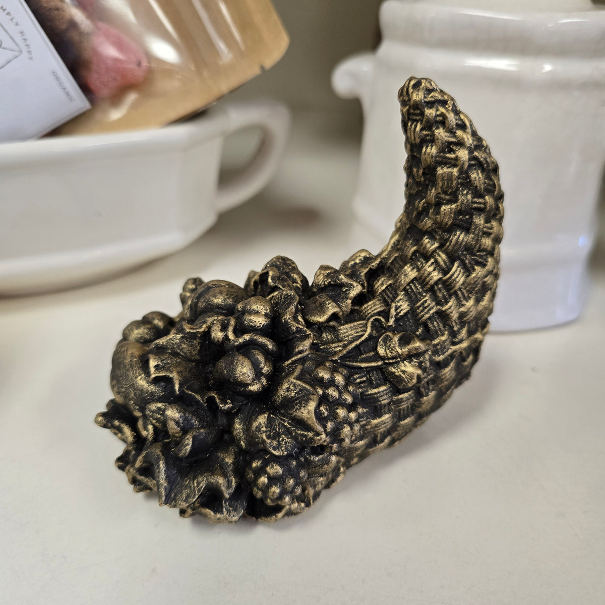 Hand Painted Gold Gilded Cornucopia