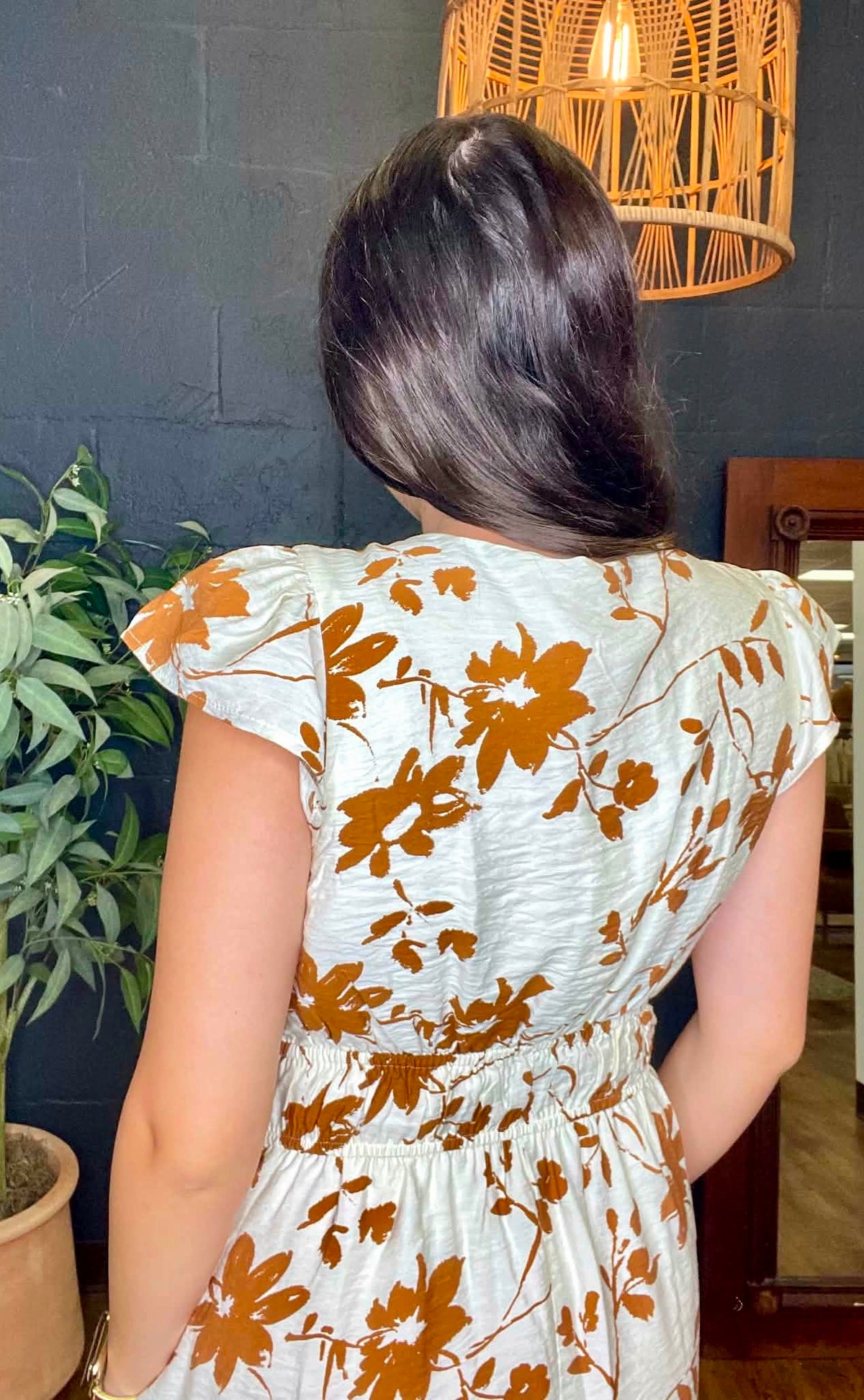 Fall Florals V Neck Button Down Midi Dress (Small to XL)