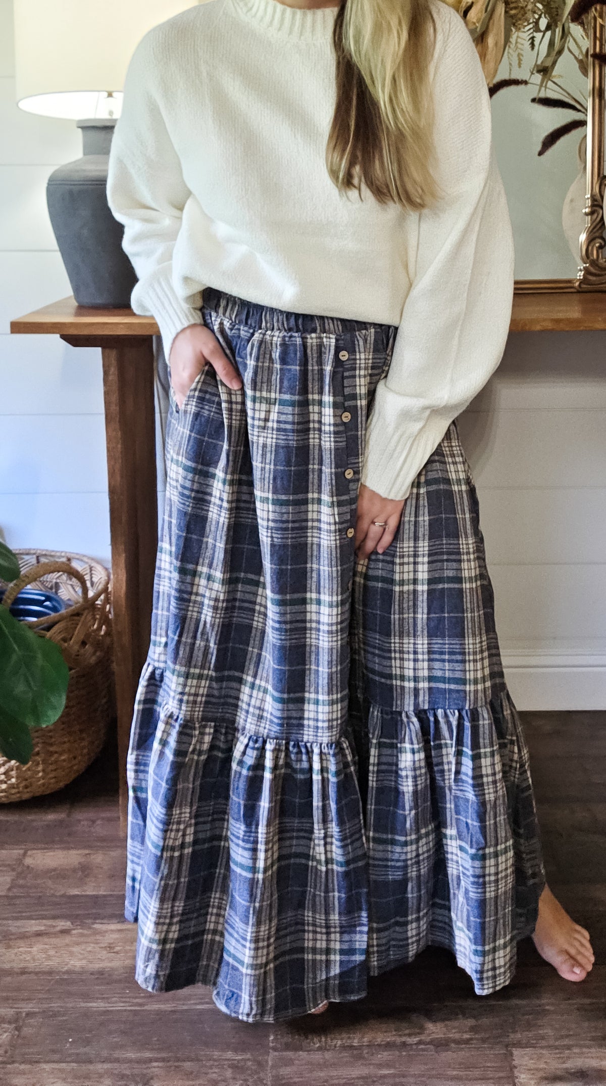 Stars Hallow Plaid Button Skirt in Mulitple Colors (Small to Large)