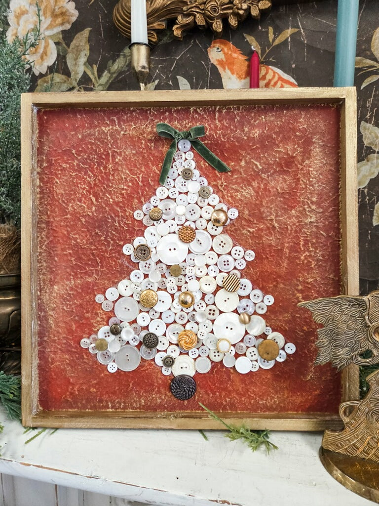 Vintage Button Christmas Tree Art