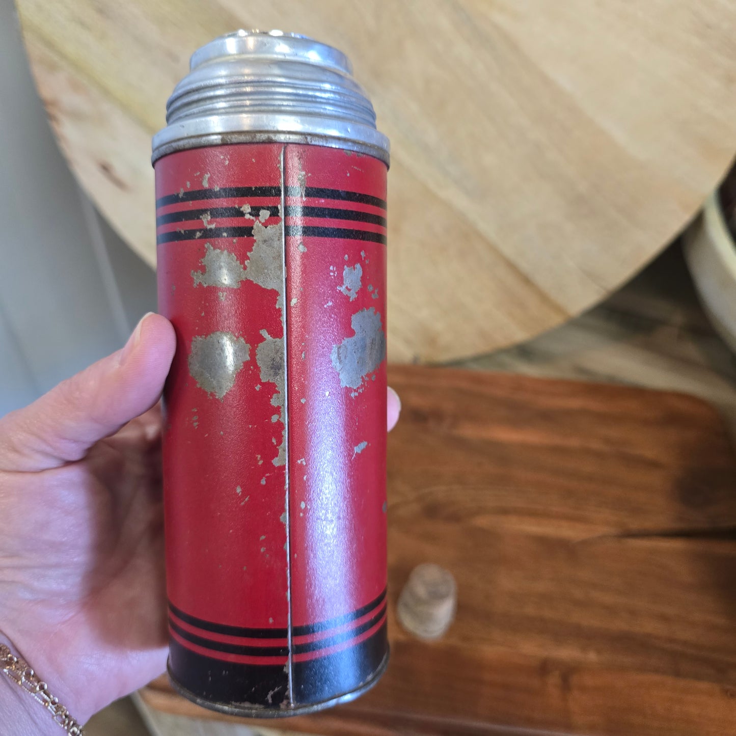 Vintage Red and Black Icy-Hot Thermos