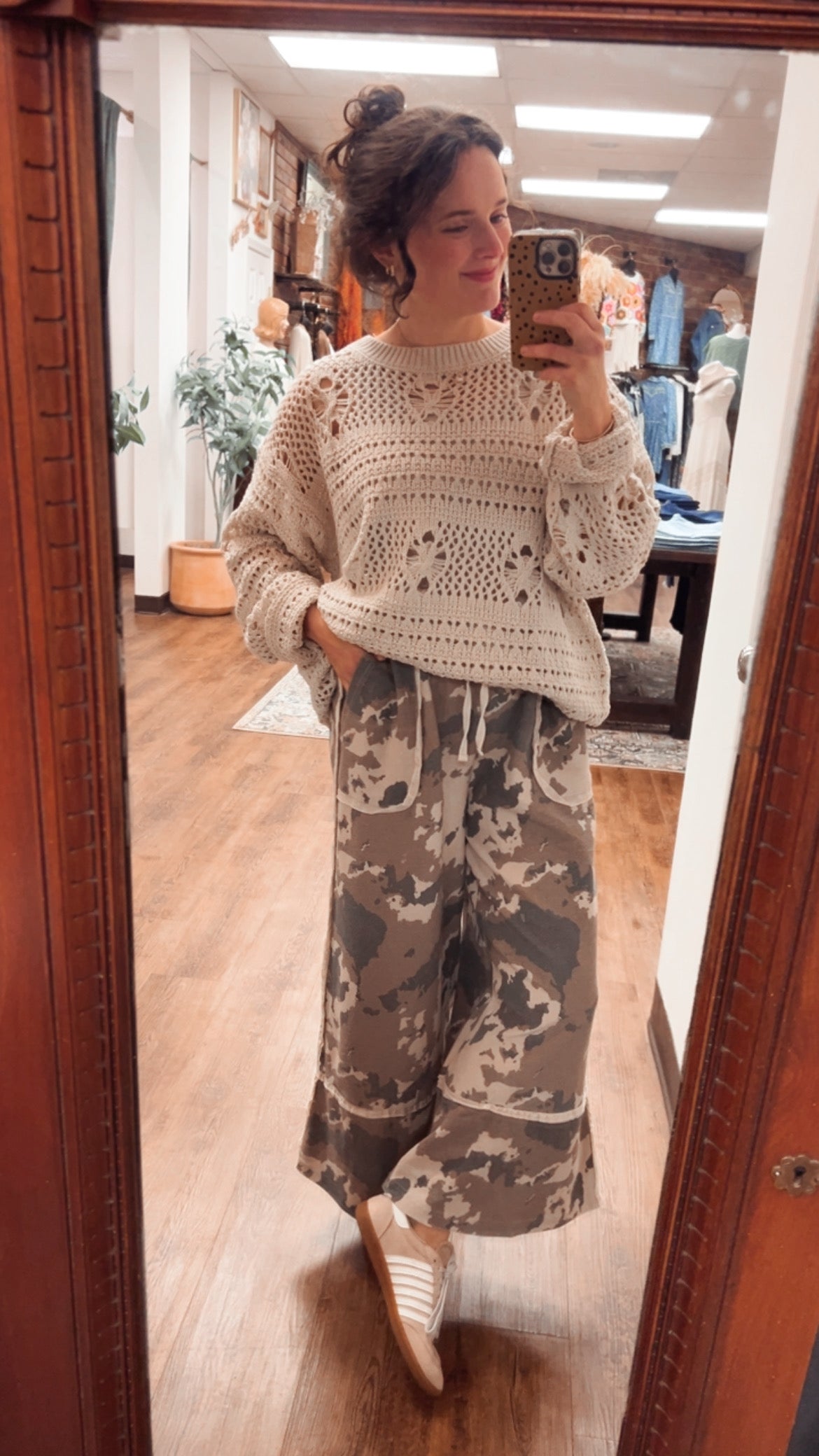 Rosie Washed Camo Wide Leg Pant (Small to Large)