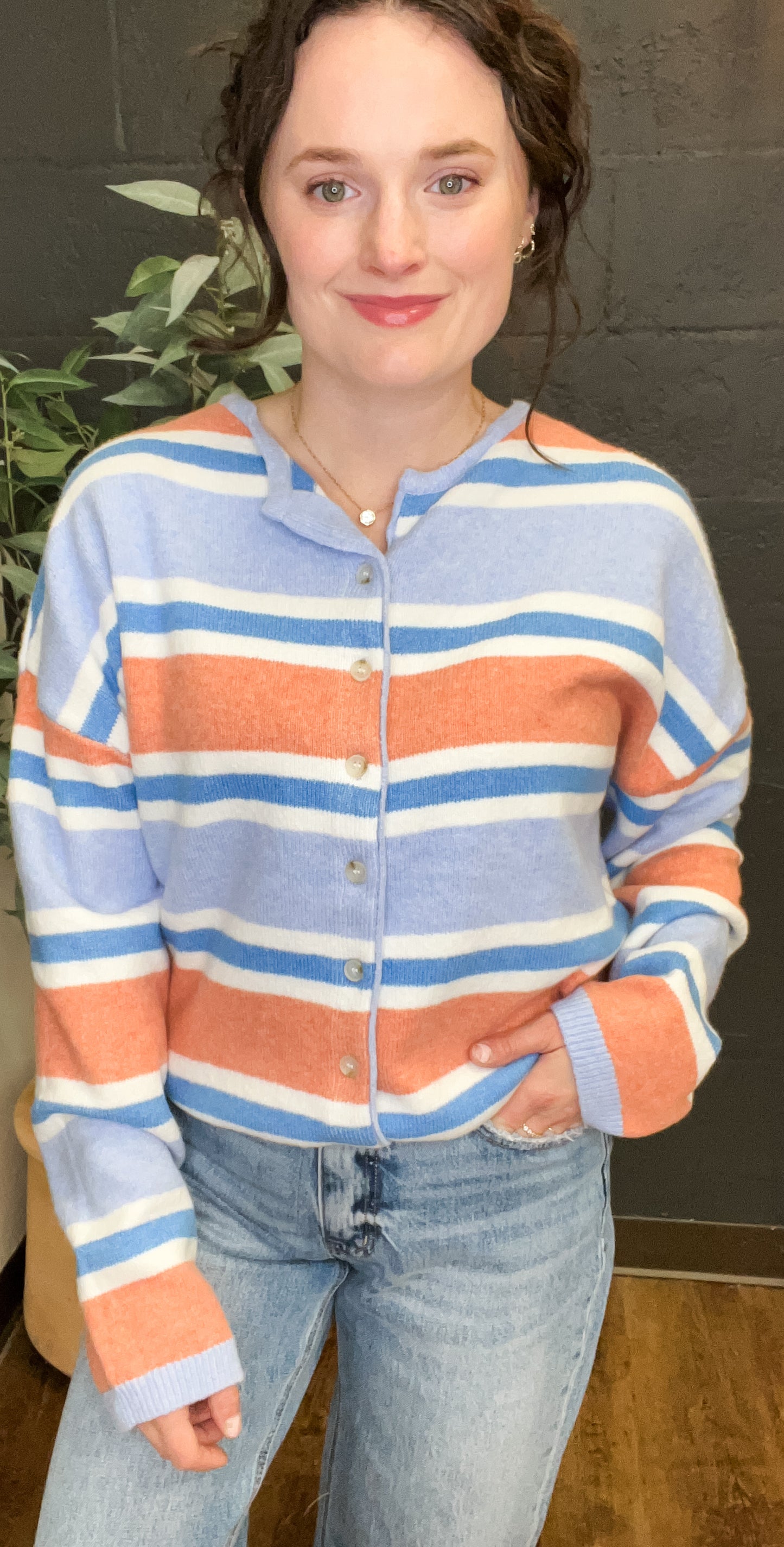 Dock Side Striped Cardigan Sweater