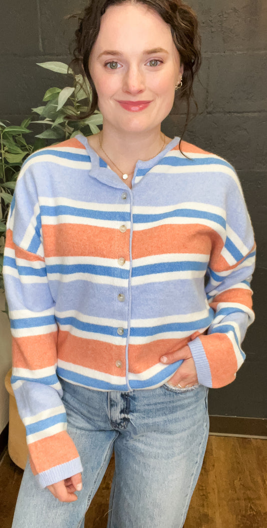 Dock Side Striped Cardigan Sweater