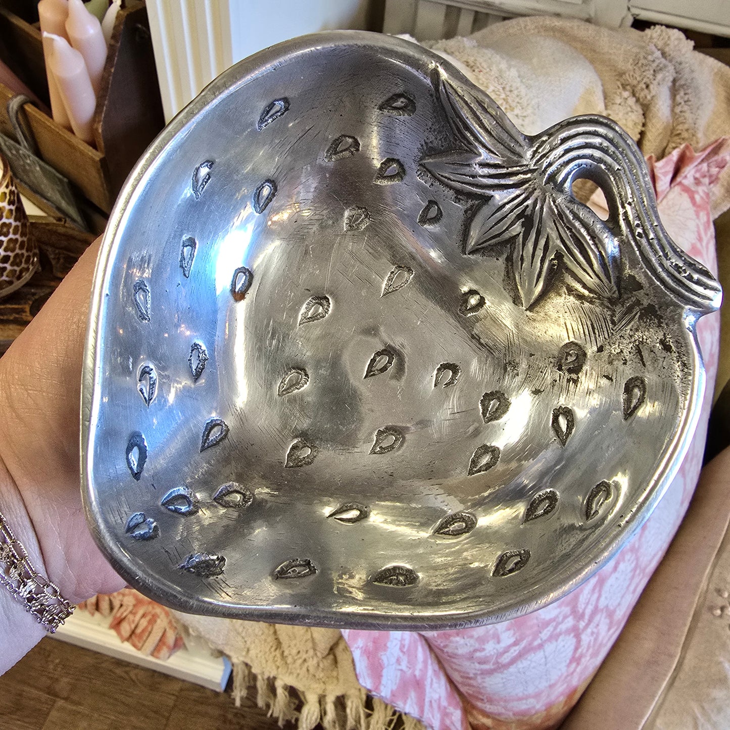 Vintage Pewter Strawberry Dish