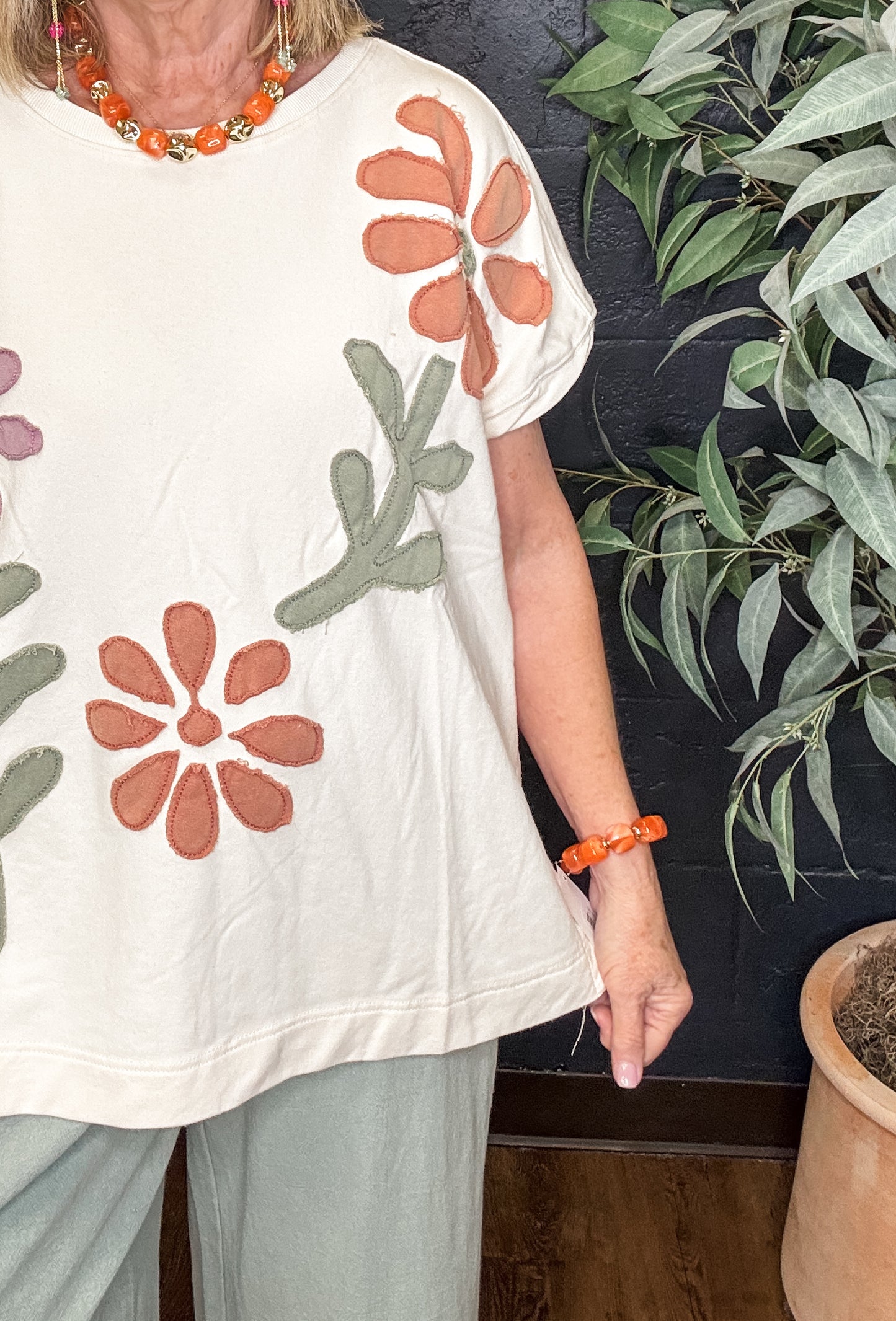 Flower Patchwork Short Sleeve Top