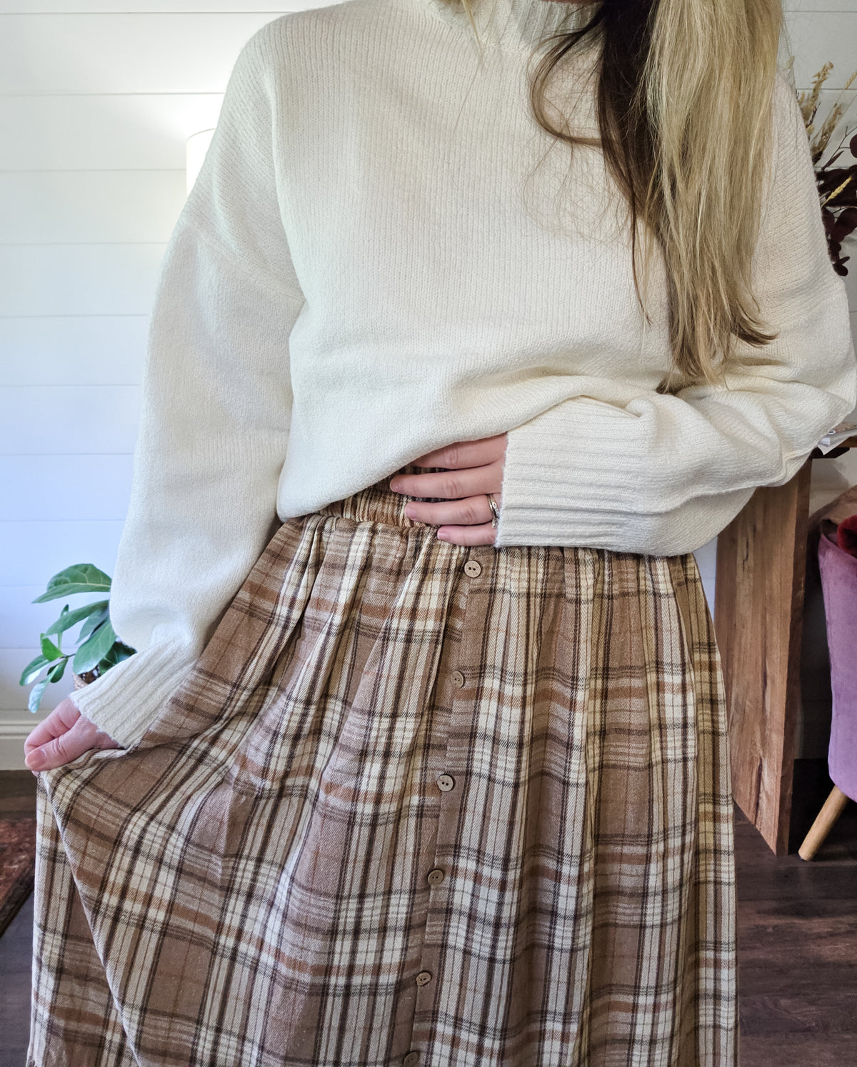 Stars Hallow Plaid Button Skirt in Mulitple Colors (Small to Large)