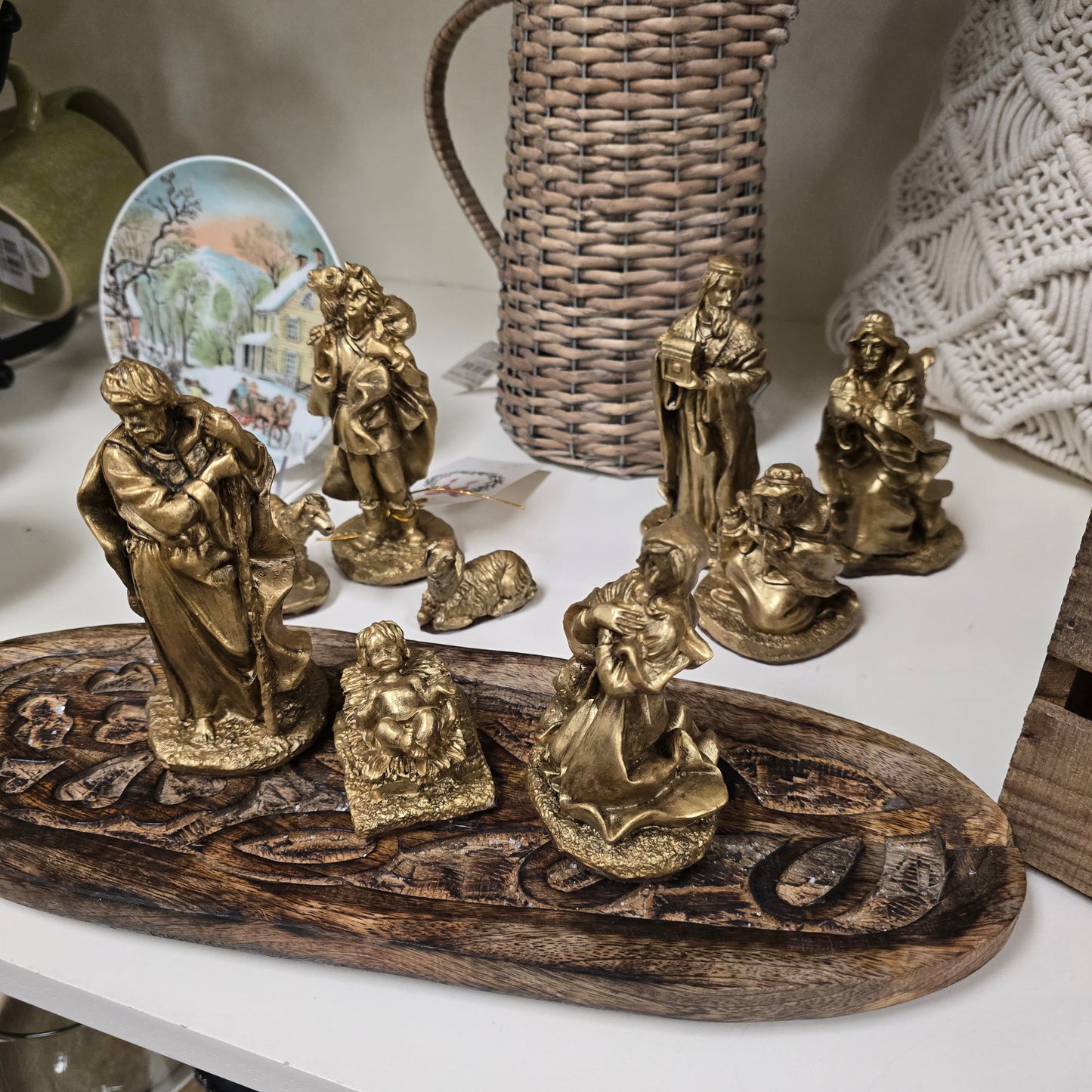 #2 Hand Painted 9 Piece Nativity Set