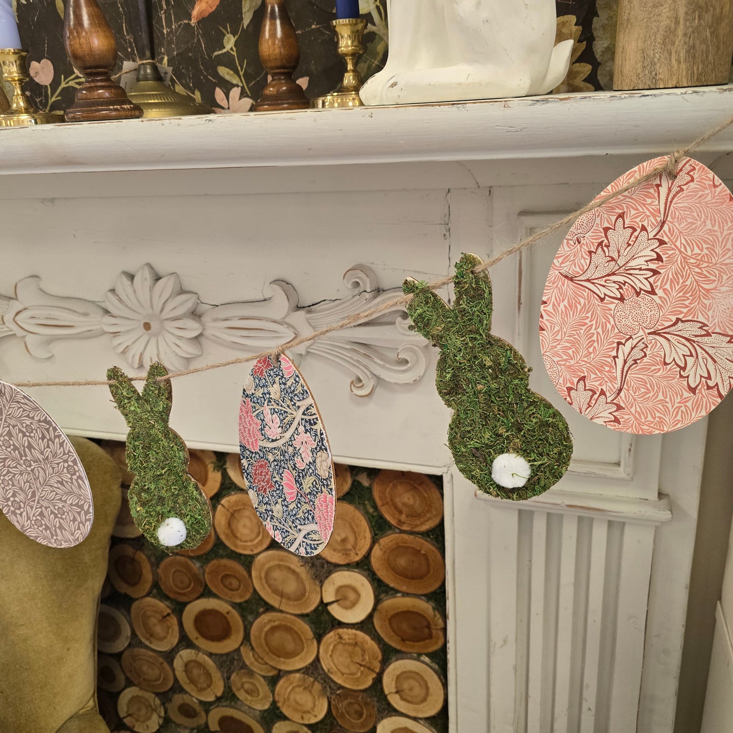 Moss Bunny and Egg Garland