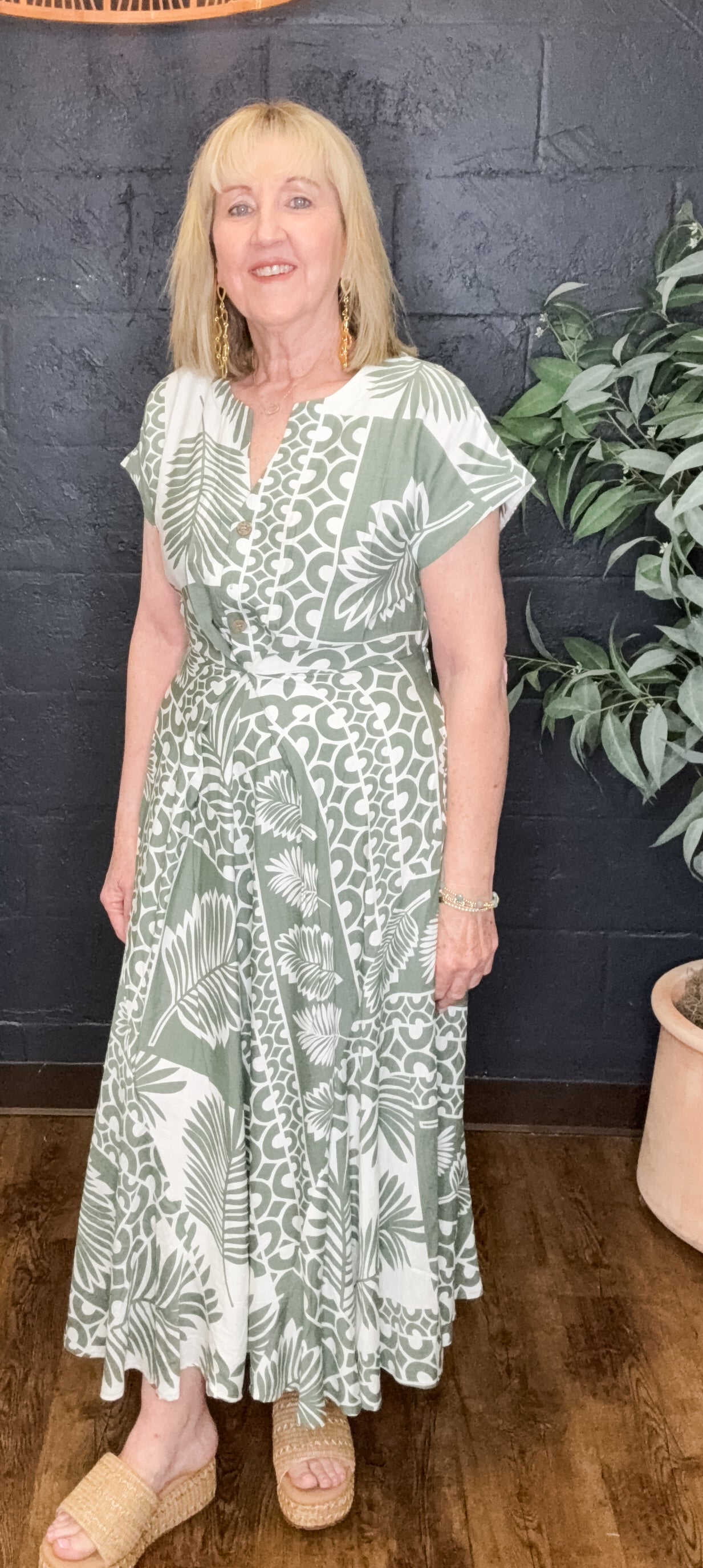 Sandy Palms Midi Length Dress