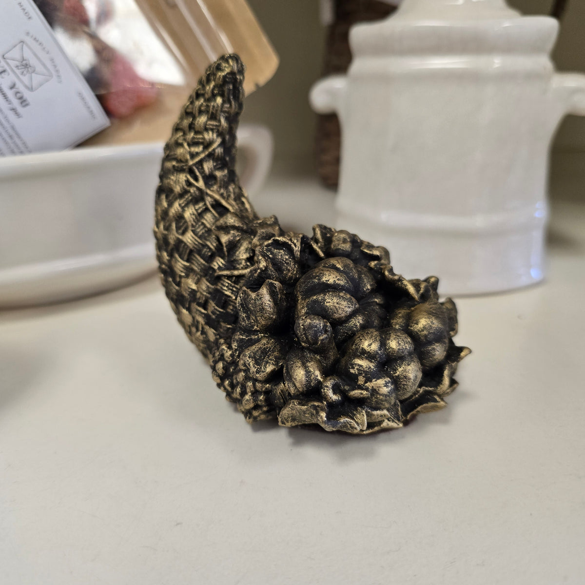 Hand Painted Gold Gilded Cornucopia