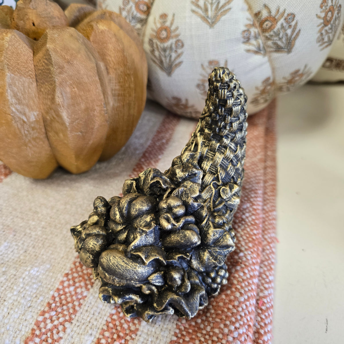 Hand Painted Gold Gilded Cornucopia