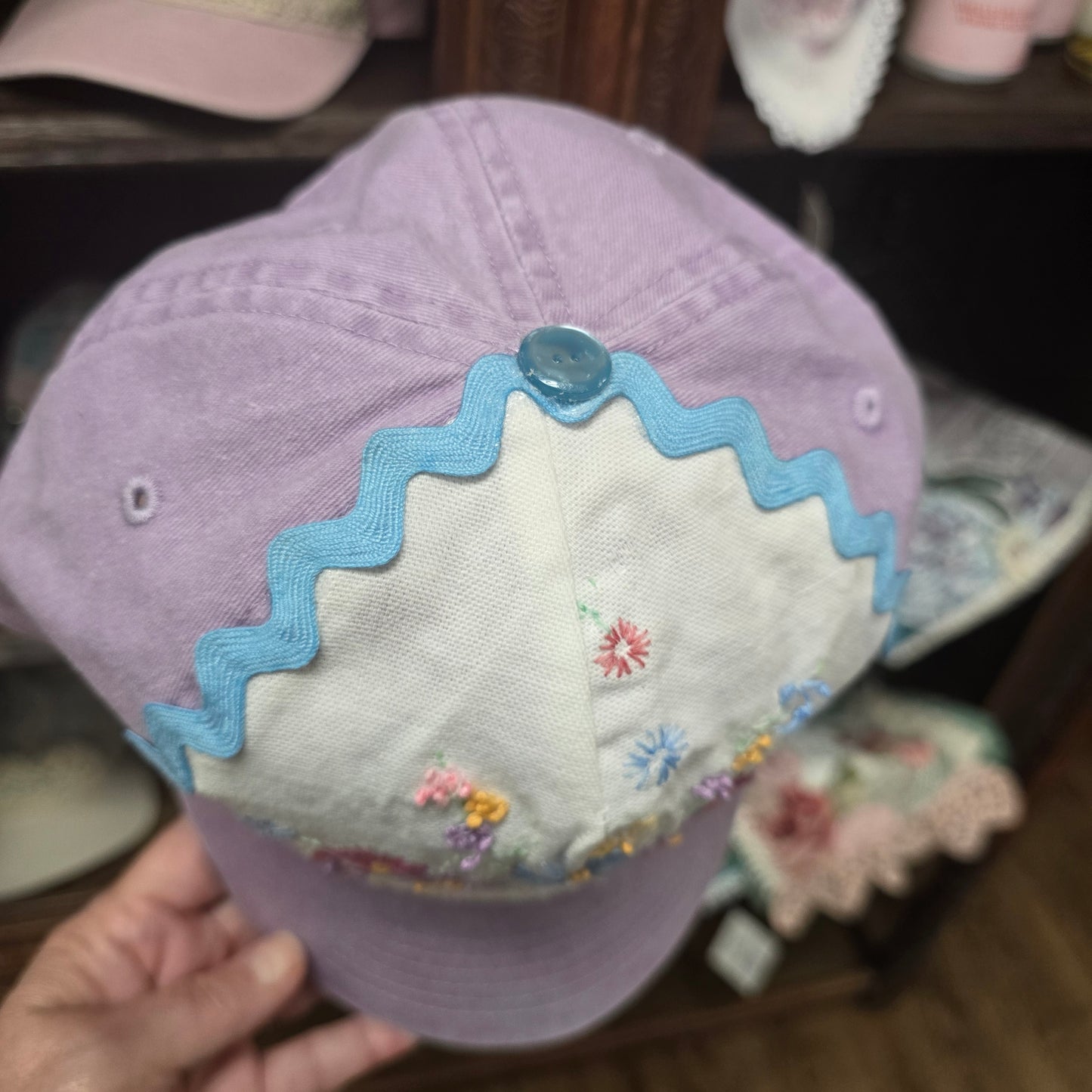 Crowned for His Glory Rick Rack Floral Handmade Hat