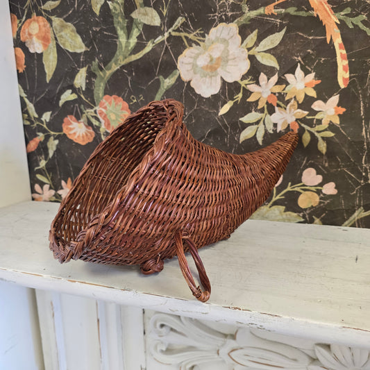 Medium Vintage Wicker Cornucopia