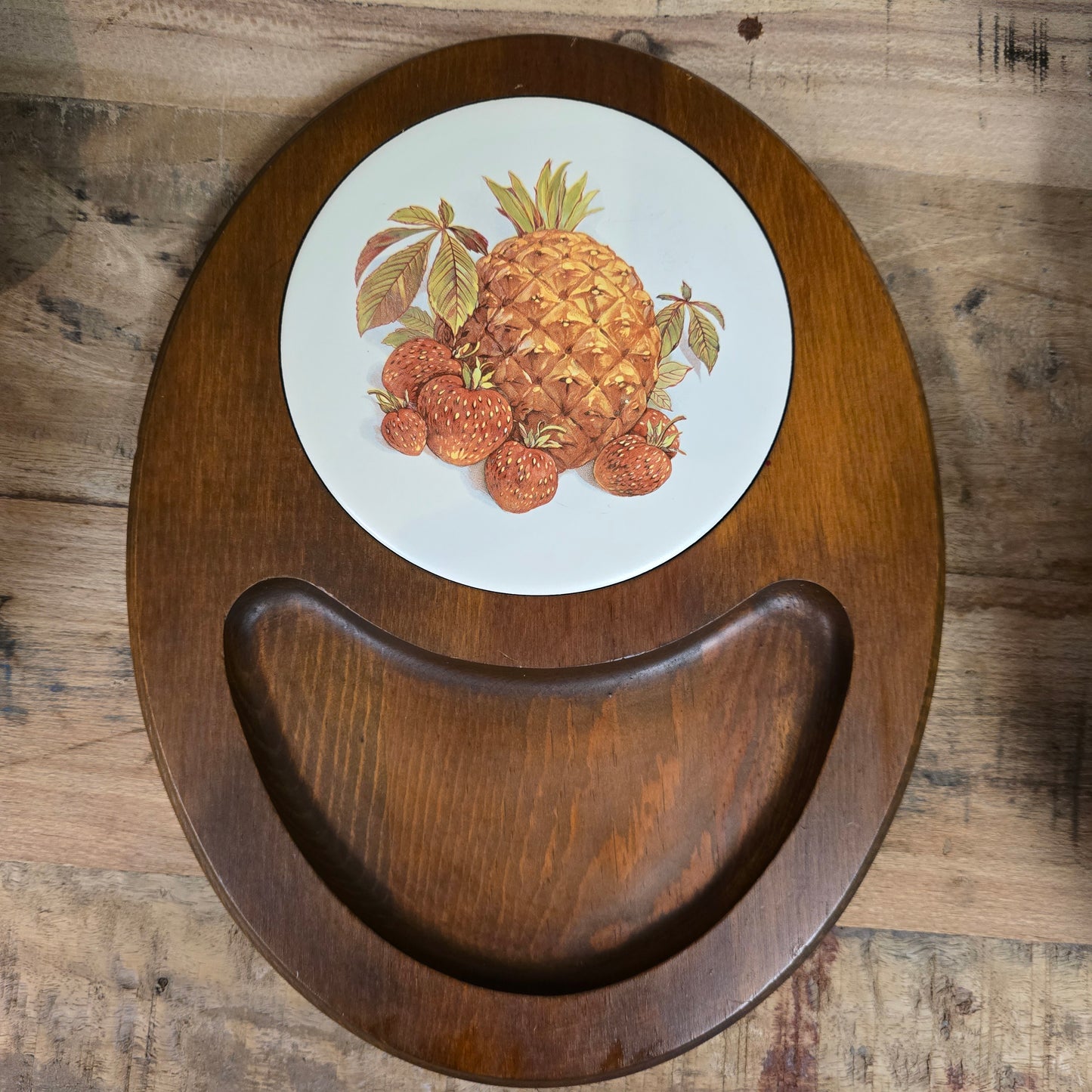 Vintage Cheese Board with Pineapple and Strawberries