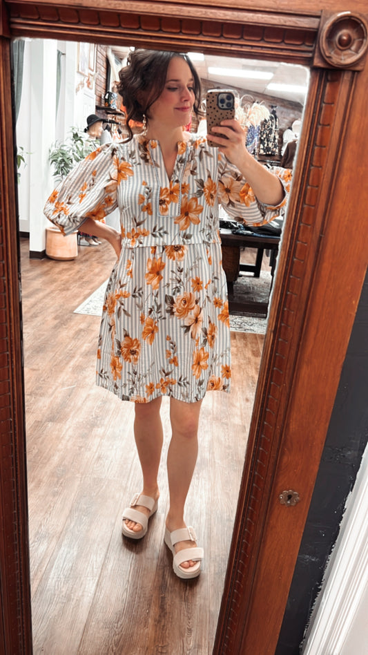 August Slipped Away Florals and Stripe Dress (Small to 3XL)