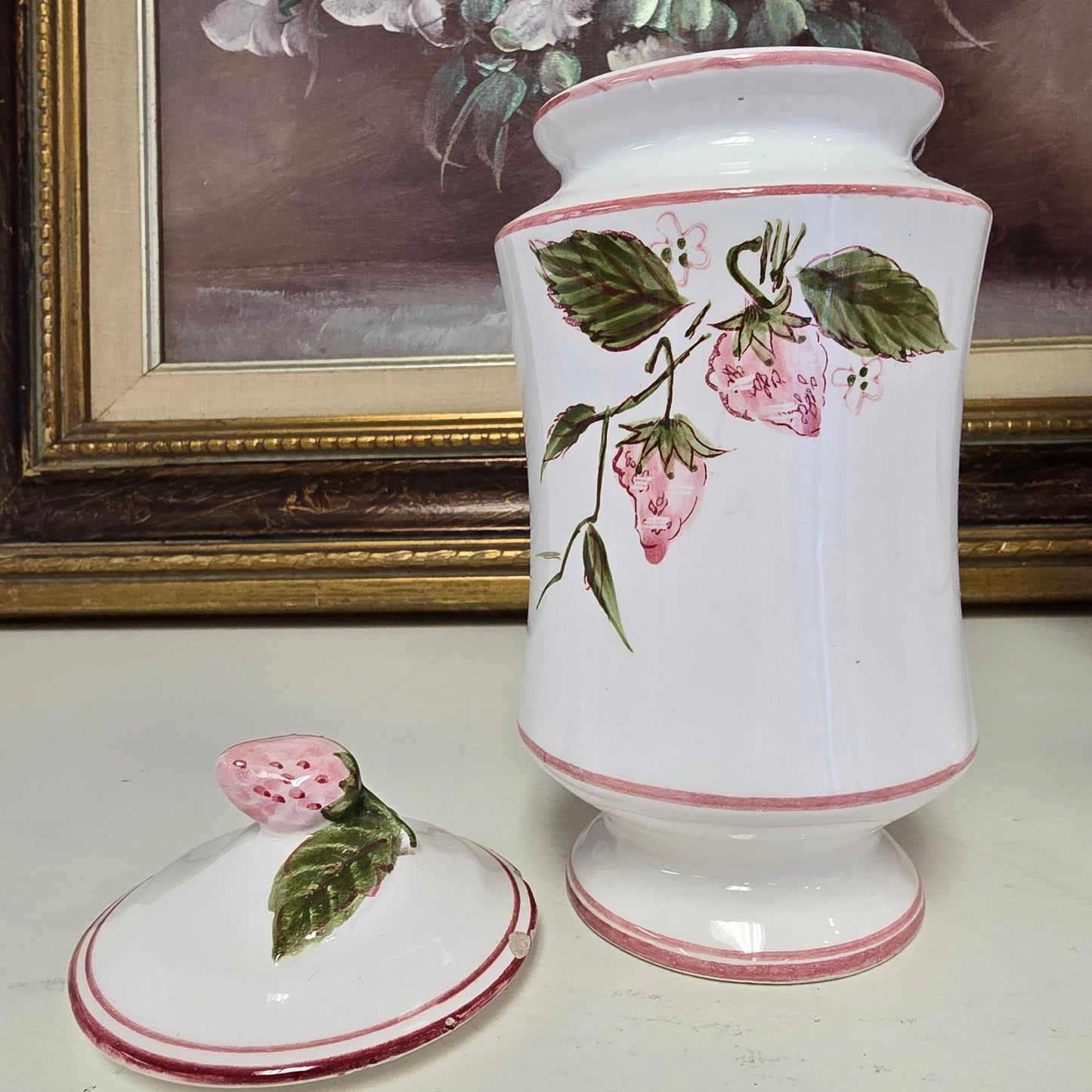 Small Vintage Primavera Strawberry Ceramic Container