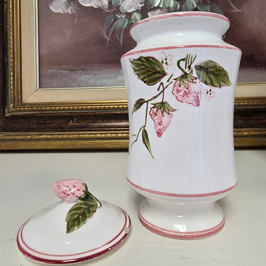 Small Vintage Primavera Strawberry Ceramic Container