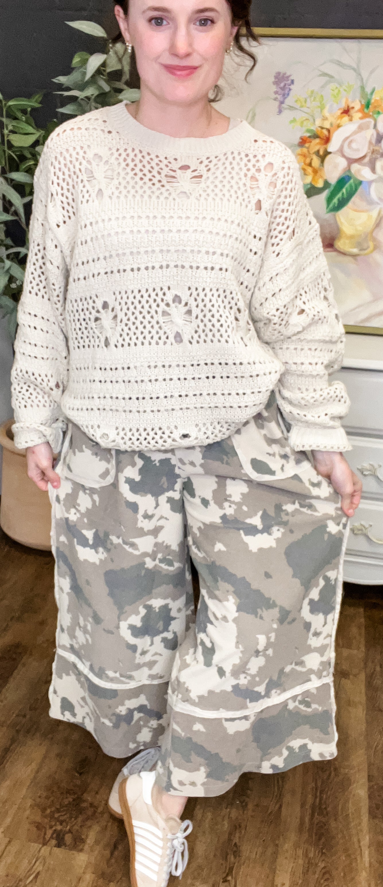 Rosie Washed Camo Wide Leg Pant (Small to Large)