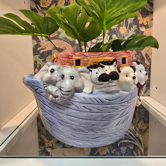 Noah's Ark Planter with Faux Plant