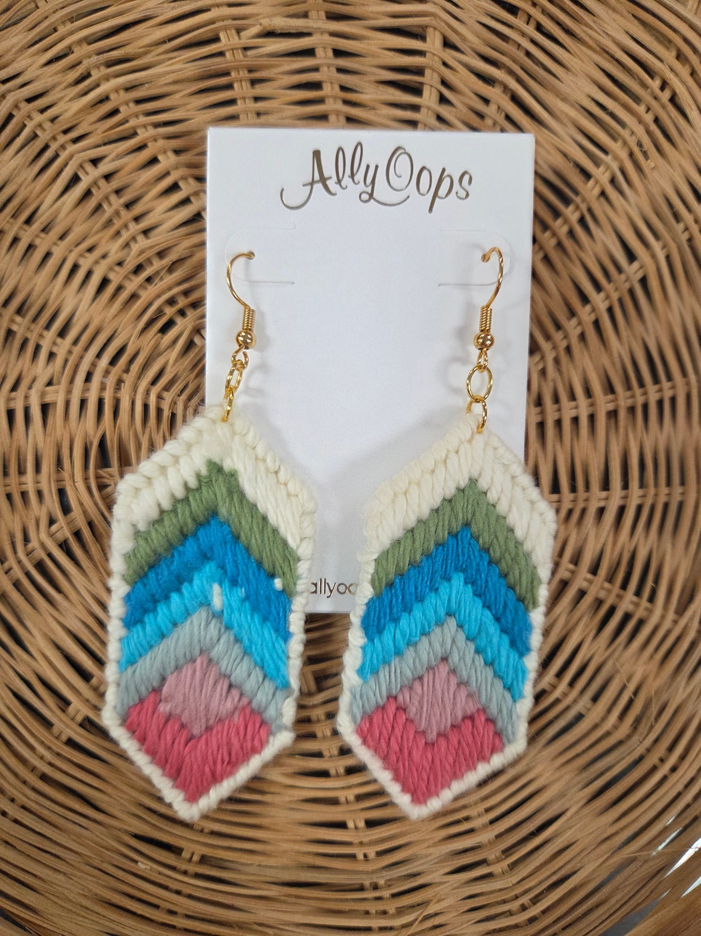 Handmade Bargello Earrings with SIlver Hook (Multiple Styles)