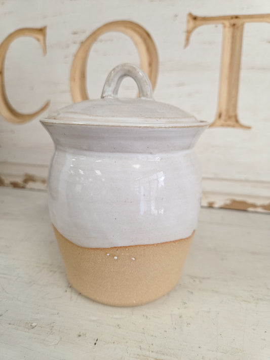 Fingerprint Pottery Sugar Jar with Lid (High Cotton)