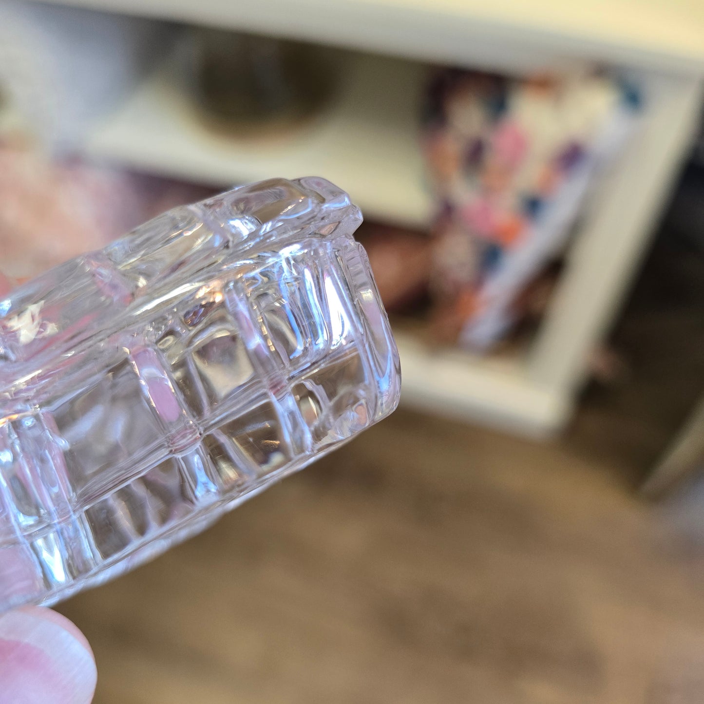 Vintage Crystal Glass Butterfly Trinket Dish